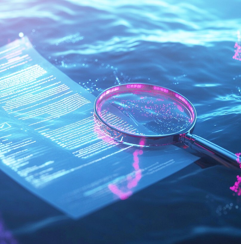 Lupe über einem Dokument als visuelle Metapher für die qualifizierte Prüfung von Umsatzsteuer-Identifikationsnummern im SAP-System